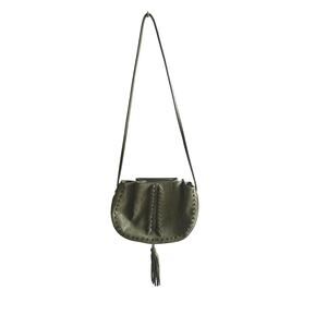 Vintage Vegan Leather Bag Green Braided Fringe Boho‎ Festival Hippie Y2K Retro
